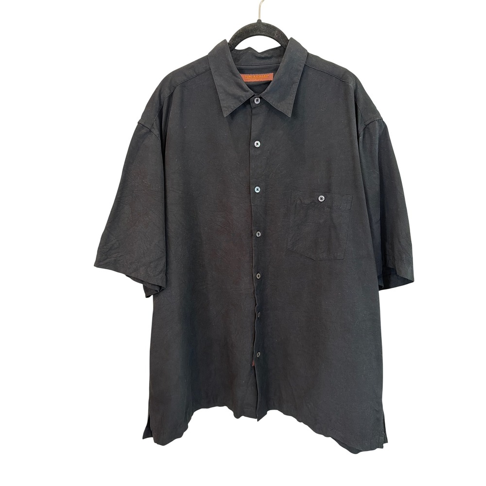 Tori Richard Honolulu Silk Button Down Shirt Black Martini Chill Out Womens XL